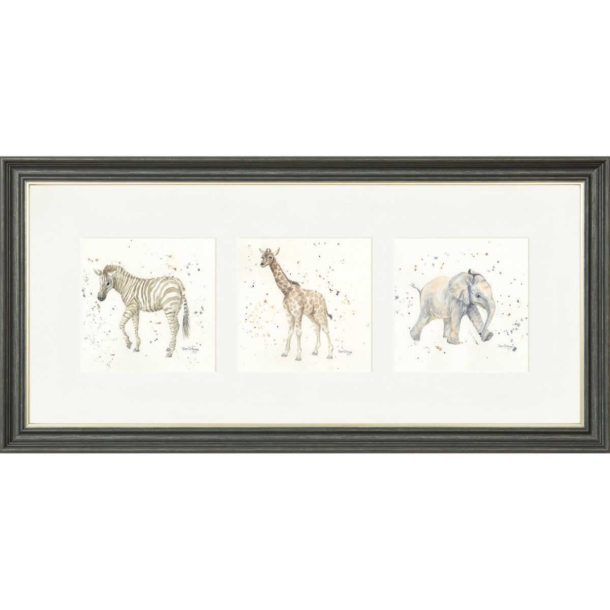 In the Wild - giraffe triptych framed print by Bree Merryn
