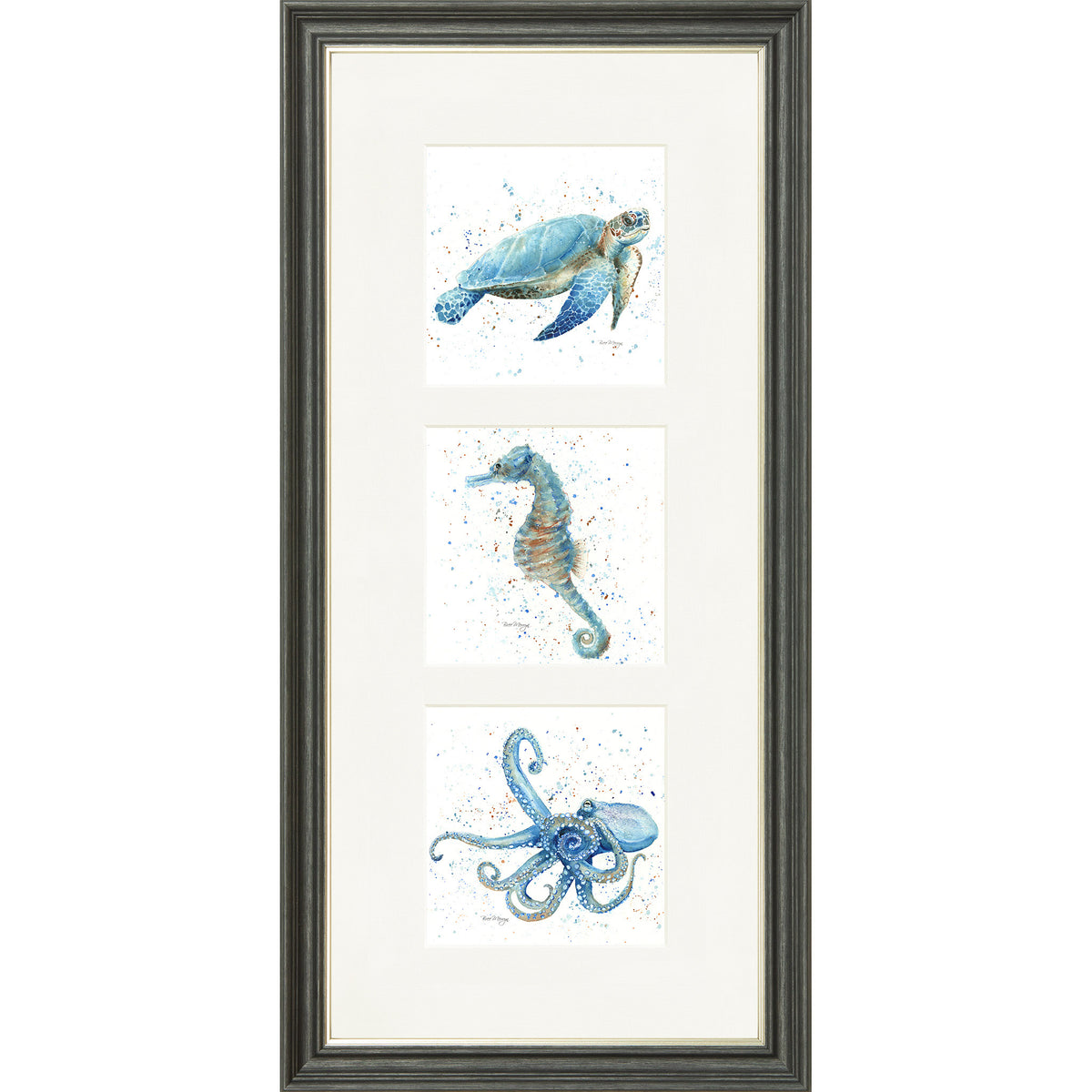 Marine Mates - turtle triptych framed print by Bree Merryn