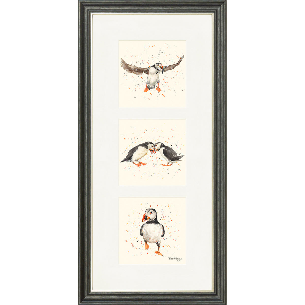 Puffin Parade triptych framed print by Bree Merryn, view 2