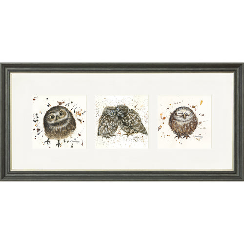 The Hooters - owl triptych framed print by Bree Merryn